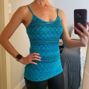 BKE Teal blue stretchy lace cami